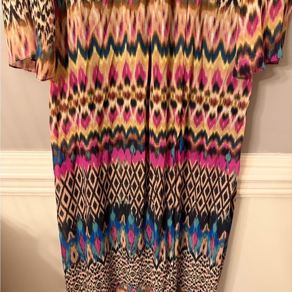 Sami + Dani Plus Size 18W Colorful Ikat Print Faux Wrap Maxi Dress - Picture 3 of 10
